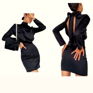 COMMENSE TIE NECK OPEN BACK DRESS NWT